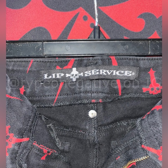 (SOLD) RARE Lip Service LS Daggers (2003) Red Black Bondage Pants - Picture 4 of 4